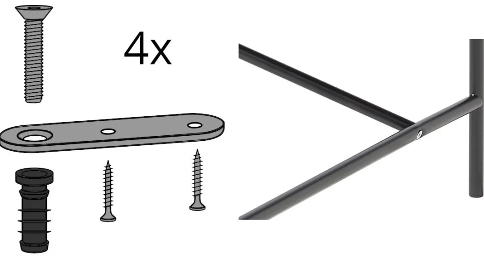 Befestigungslasche für Eiermann 3 Tischbock - 4er Set
