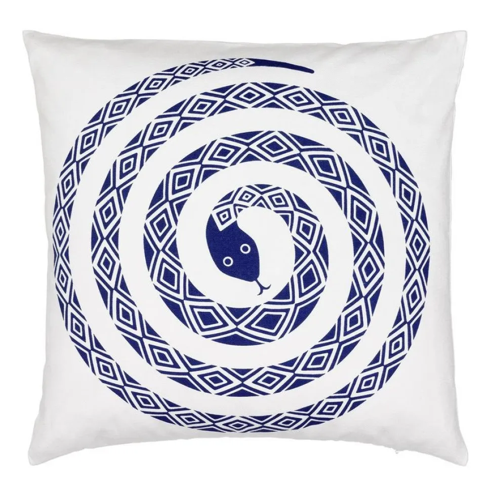 Graphic Print Pillows, Snake, ultramarin