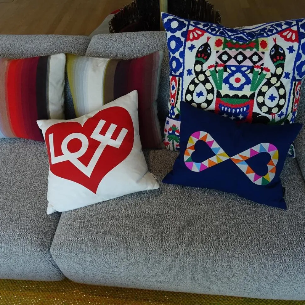 Graphic Print Pillows, Snake, ultramarin