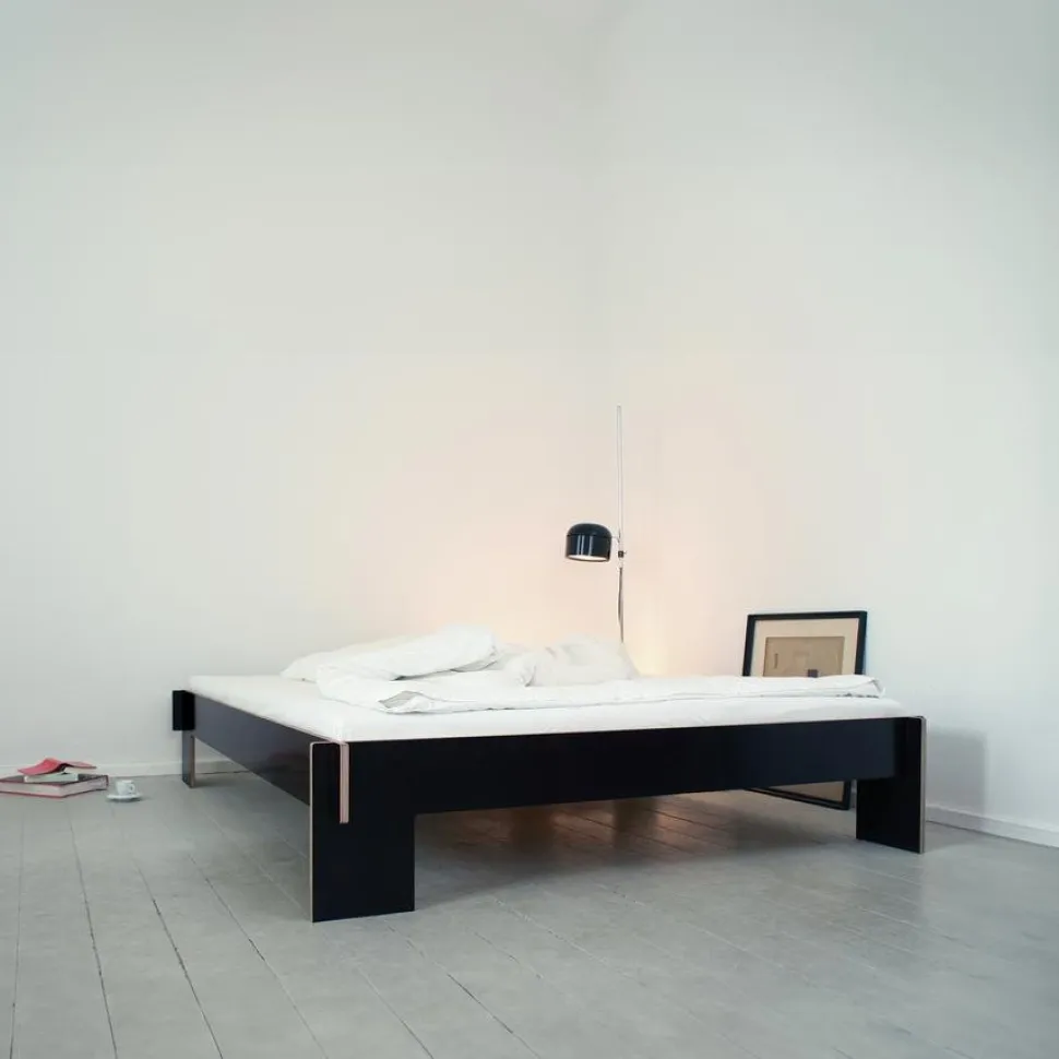 Siebenschläfer, 90 x 200 cm, Ohne Kopfteil, Schwarz, Mit Roll-Lattenrost