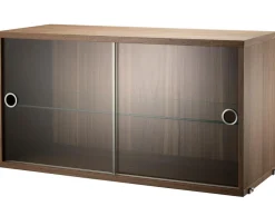 String System Hängeschrank mit Vitrinenschiebetüren