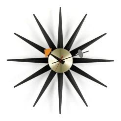 Sunburst Clock Black