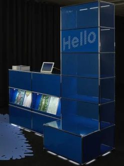 USM Haller Highboard L mit Schrägtablaren