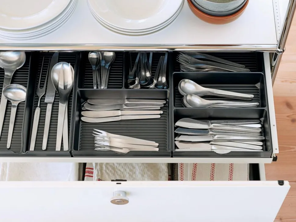 USM Inos Materialeinsatz für flache Schublade (Rollcontainer)